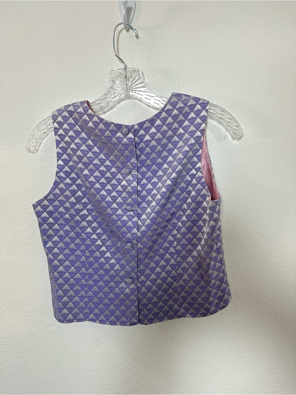 Vintage Jessica McClintock Lilac Sleeveless Crop Tank Button Back Crew Neck XS - Picture 13 of 15